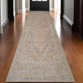 3 X 10 Blue And Sand Floral Medallion Runner Rug With Fringe