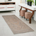 3 X 6 Blue And Sand Floral Medallion Runner Rug With Fringe