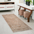 3 X 6 Beige And Brown Floral Medallion Runner Rug With Fringe