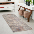 3 X 6 Gray Ivory And Brick Red Floral Medallion Runner Rug With Fringe