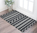2 X 3 Black Gray And White Wool Geometric Handmade Area Rug With Fringe