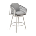 40'' Light Gray Metal Swivel Outdoor Counter Height Bar chair with Footrest