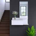 36 White Wood Wall Mounted Accent Cabinet With Drawer And Mirror