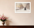 Snowy Amish Lane White Framed Wall Art