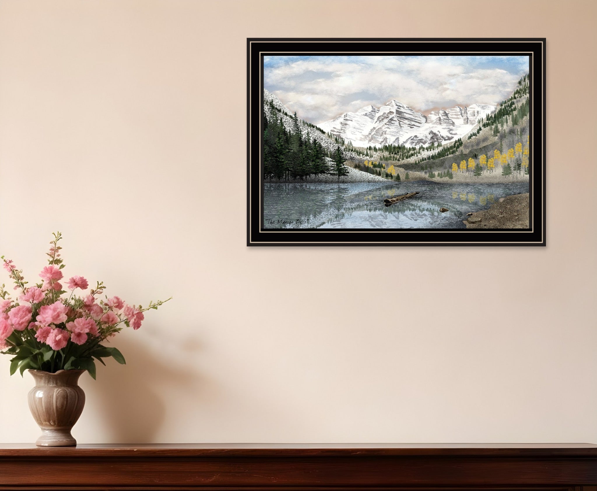 Snowy Mountain Landscape  Black Framed Wall Art