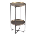 32'' Bronze And Gray Steel Round Pedestal End Table