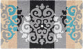 18'' X 30'' Beige and White Coir Damask Outdoor Door Mat