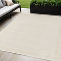 5 Ivory And Gold Square Indoor Outdoor Area Rug