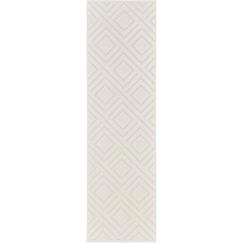 6' Ivory Geometric Runner Rug