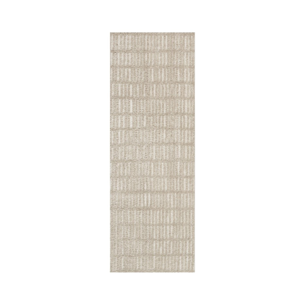 6' Beige Geometric Runner Rug