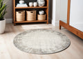 5' Ivory and Gray Abstract Round Rug