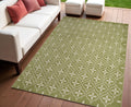 4 X 6 Green And Ivory Geometric Indoor Outdoor Area Rug