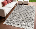 4 X 6 Ivory And Black Geometric Indoor Outdoor Area Rug