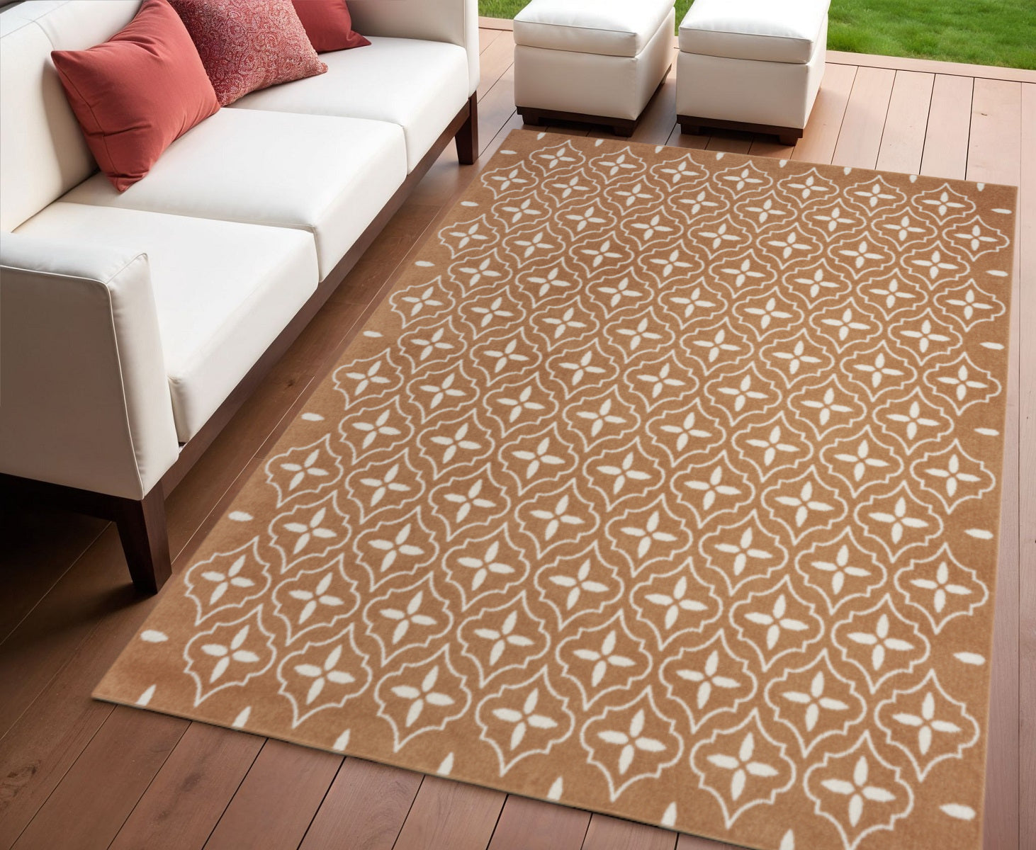 4 X 6 Copper Geometric Indoor Outdoor Area Rug