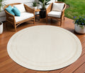 8 Ivory And Gold Round Indoor Outdoor Area Rug
