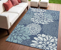 4 X 6 Navy Blue Floral Indoor Outdoor Area Rug