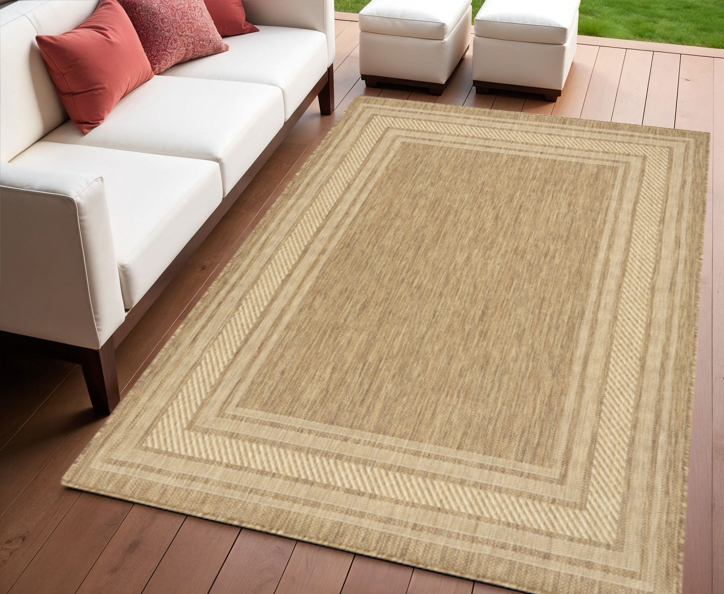 4 X 6 Natural Geometric Indoor Outdoor Area Rug
