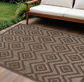10 X 14 Brown Geometric Indoor Outdoor Area Rug
