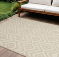 10 X 14 Cream Geometric Indoor Outdoor Area Rug