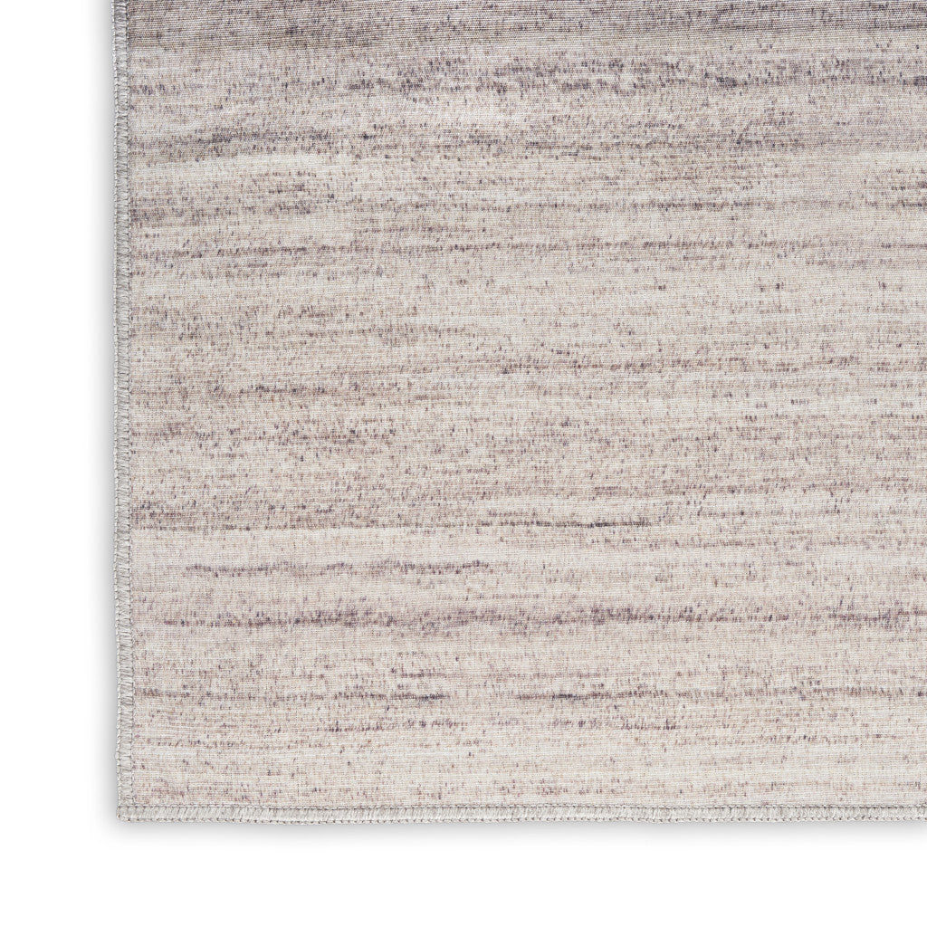 6' Ivory and Light Brown Abstract Washable Runner Rug