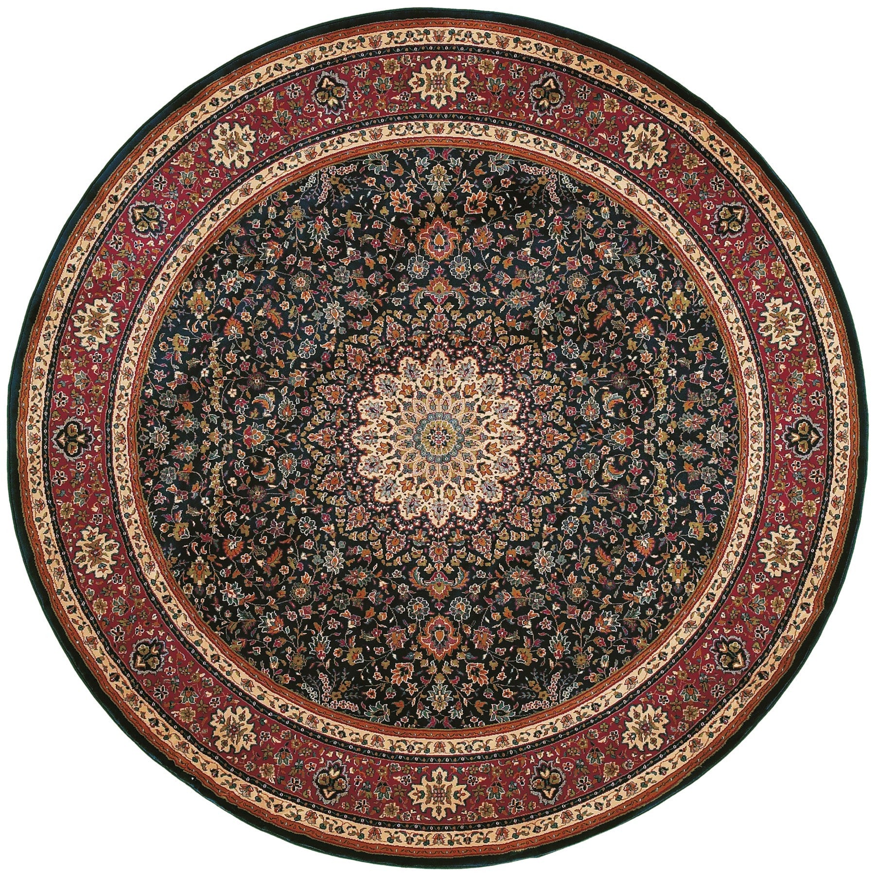 6' Blue Oriental Round Rug
