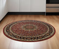 6' Red And Blue Oriental Round Rug