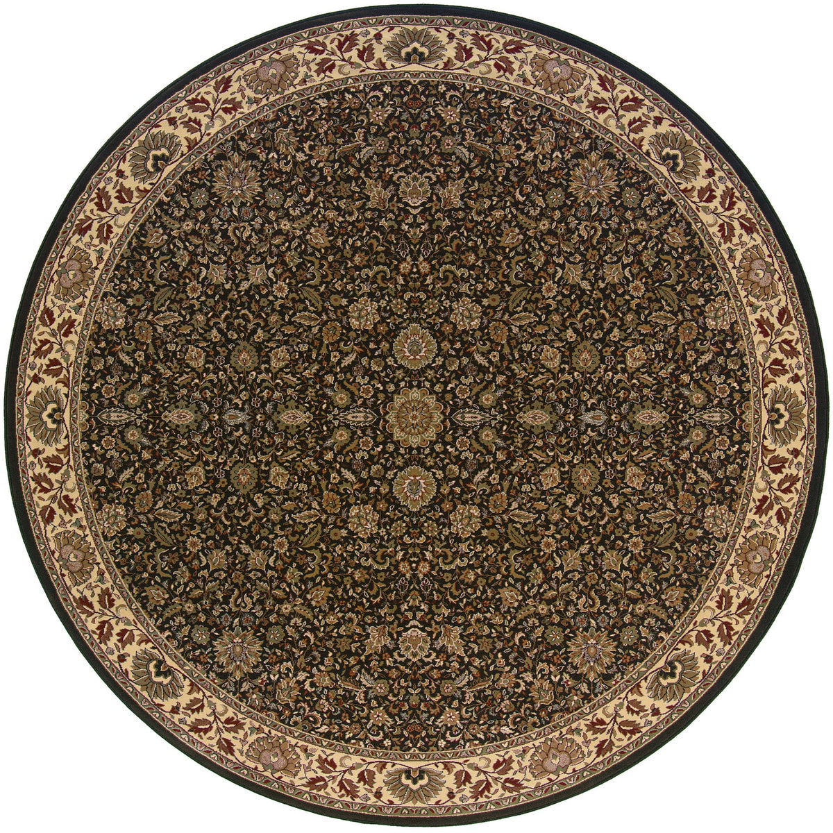 6' Brown Oriental Round Rug