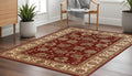 8' Red And Ivory Oriental Square Rug