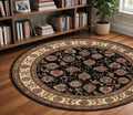 8' Brown And Ivory Oriental Round Rug