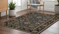 8' Blue And Black Floral Square Rug