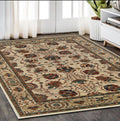 5' X 8' Ivory And Red Floral Area Rug