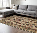 7' X 10' Ivory And Red Floral Area Rug