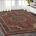 5' X 8' Red And Blue Oriental Area Rug