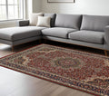 8' X 11' Red And Blue Oriental Area Rug