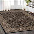 5' X 8' Black And Ivory Oriental Area Rug