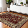 4' X 6' Red And Ivory Oriental Area Rug
