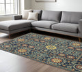 8' X 11' Blue And Rust Medallion Area Rug With Fringe
