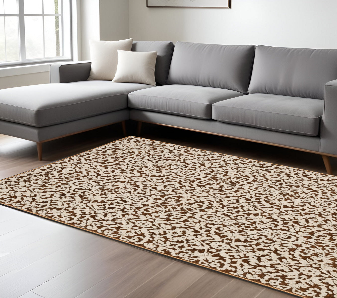 7' X 10' Rust And Beige Oriental Area Rug