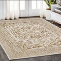 5' X 8' Ivory And Gold Oriental Area Rug