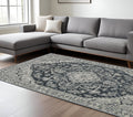 7' X 10' Blue And Gray Oriental Area Rug