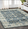 5' X 7' Blue And Ivory Oriental Distressed Area Rug