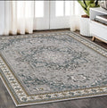 5' X 8' Brown And Blue Medallion Area Rug