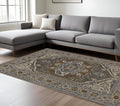 7' X 10' Blue And Green Medallion Area Rug