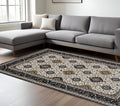 8' X 11' Ivory Medallion Area Rug With Fringe