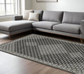 10' X 13' Black And Gray Diamond Area Rug With Fringe