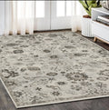 5' X 8' Ivory And Gray Oriental Area Rug With Fringe