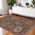 4' X 6' Pink And Red Medallion Area Rug With Fringe