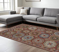 8' X 11' Pink And Red Medallion Area Rug With Fringe