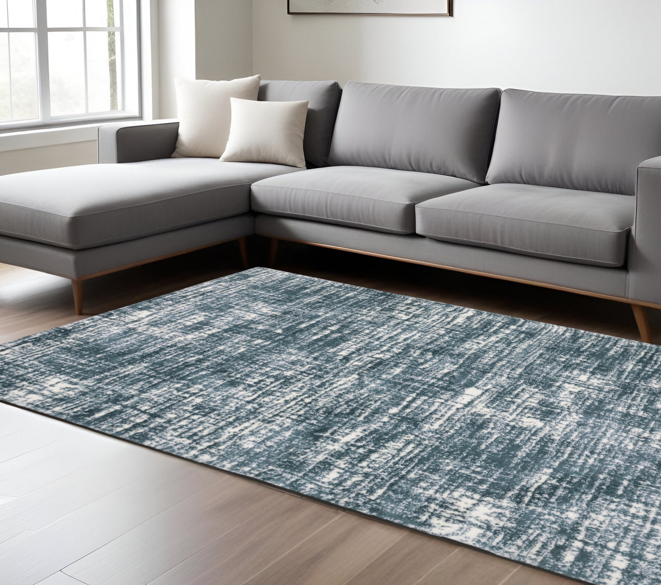 8' X 11' Gray And Ivory Geometric Area Rug