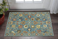 2' X 3' Blue Orange And Yellow Oriental Area Rug With Fringe
